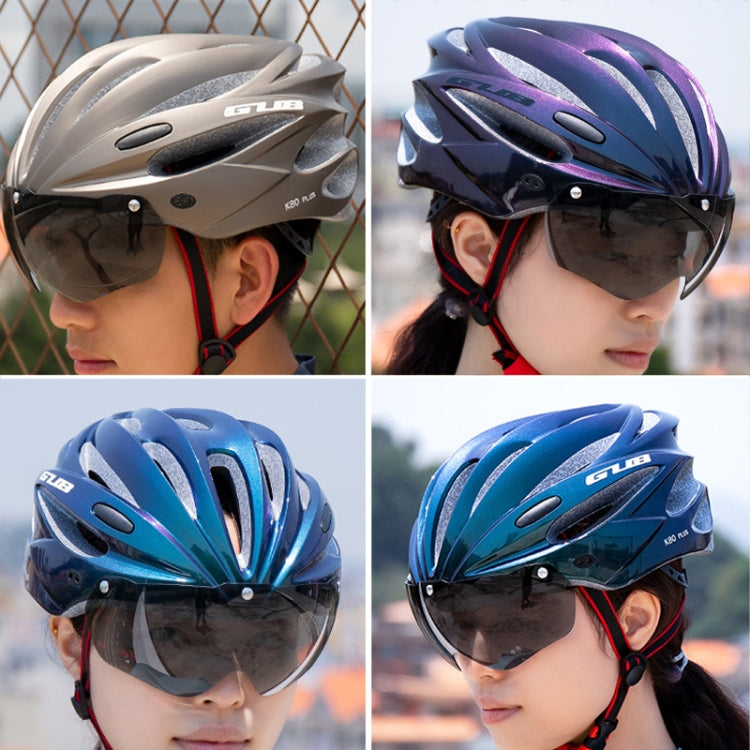 GUB K80 Plus Bike Helmet With Visor And Goggles(Titanium Color) - Protective Helmet & Masks by GUB | Online Shopping South Africa | PMC Jewellery | Buy Now Pay Later Mobicred