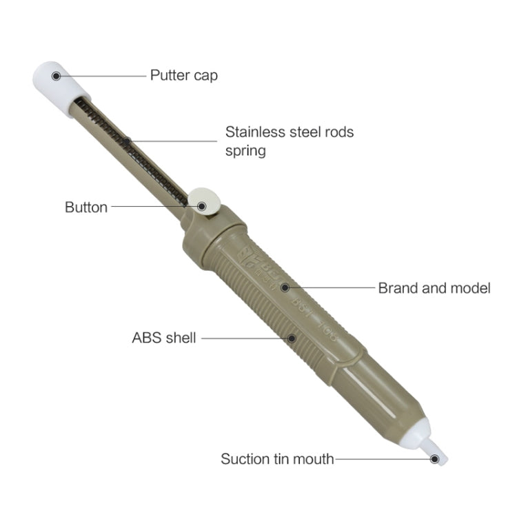 BEST-108 Aluminum metal suction pump(Black) - Desoldering Pump by BEST | Online Shopping South Africa | PMC TechLife | Buy Now Pay Later Mobicred