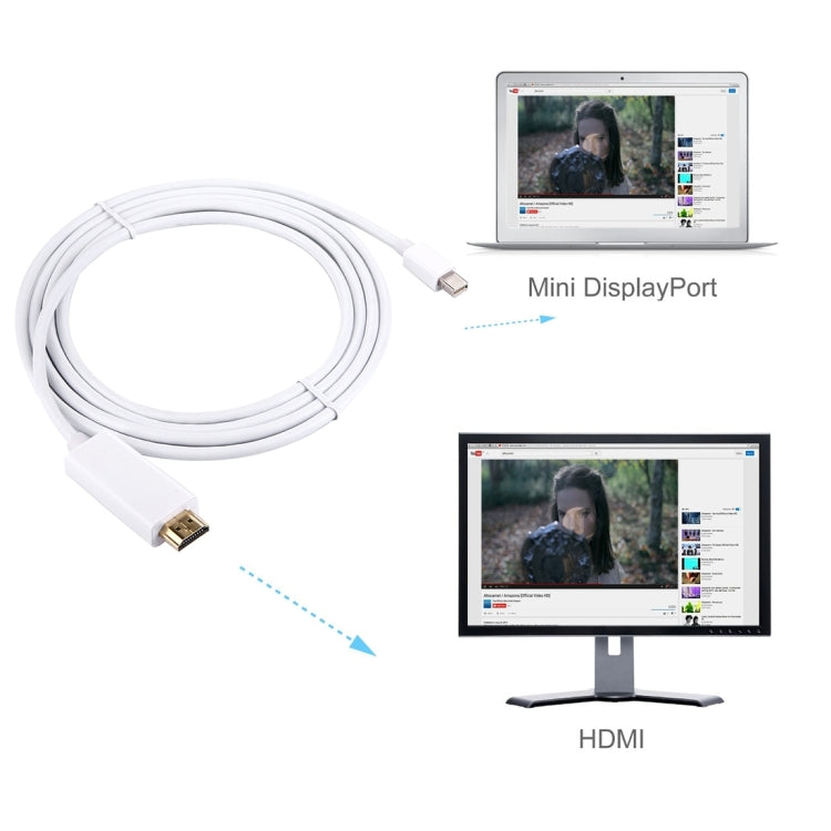 1.8m Mini DisplayPort Male to HDMI Male Adapter Cable - Cable & Adapter by PMC Jewellery | Online Shopping South Africa | PMC Jewellery | Buy Now Pay Later Mobicred
