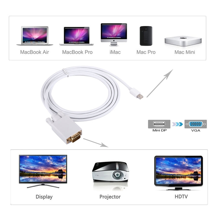 1.8m Mini DisplayPort Male to VGA Male Adapter Cable - Cable & Adapter by PMC Jewellery | Online Shopping South Africa | PMC Jewellery | Buy Now Pay Later Mobicred