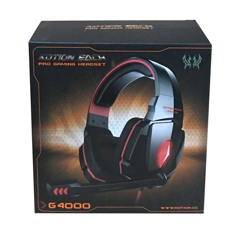 KOTION EACH G4000 Stereo Gaming Headphone Headset Headband with Mic Volume Control LED Light for PC Gamer,Cable Length: About 2.2m(Red + Black) - Multimedia Headset by KOTION EACH | Online Shopping South Africa | PMC Jewellery | Buy Now Pay Later Mobicred