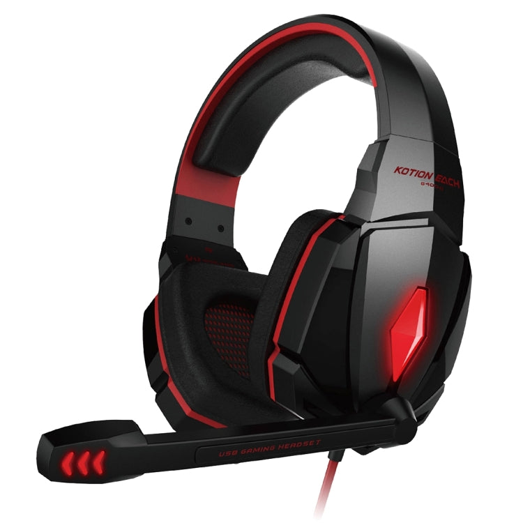 KOTION EACH G4000 Stereo Gaming Headphone Headset Headband with Mic Volume Control LED Light for PC Gamer,Cable Length: About 2.2m(Red + Black) - Multimedia Headset by KOTION EACH | Online Shopping South Africa | PMC Jewellery | Buy Now Pay Later Mobicred