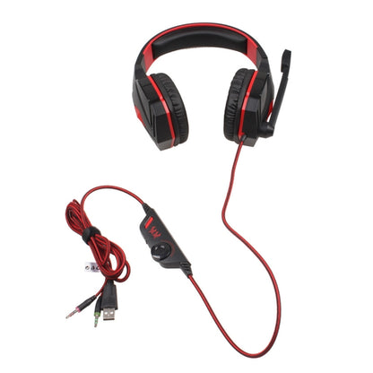 KOTION EACH G4000 Stereo Gaming Headphone Headset Headband with Mic Volume Control LED Light for PC Gamer,Cable Length: About 2.2m(Red + Black) - Multimedia Headset by KOTION EACH | Online Shopping South Africa | PMC Jewellery | Buy Now Pay Later Mobicred