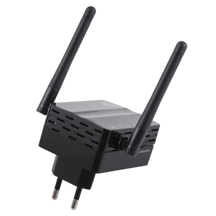 300Mbps Wireless-N Range Extender WiFi Repeater Signal Booster Network Router with 2 External Antenna, EU Plug(Black) - Broadband Amplifiers by PMC Jewellery | Online Shopping South Africa | PMC Jewellery | Buy Now Pay Later Mobicred