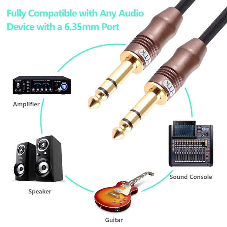 EMK 6.35mm Male to Male 4 Section Gold-plated Plug Cotton Braided Audio Cable for Guitar Amplifier Mixer, Length: 2m(Black) - Microphone Audio Cable & Connector by EMK | Online Shopping South Africa | PMC Jewellery | Buy Now Pay Later Mobicred