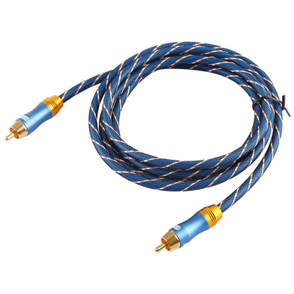 EMK 8mm RCA Male to 6mm RCA Male Gold-plated Plug Grid Nylon Braided Audio Coaxial Cable for Speaker Amplifier Mixer, Length: 2m(Blue) - Microphone Audio Cable & Connector by EMK | Online Shopping South Africa | PMC Jewellery | Buy Now Pay Later Mobicred