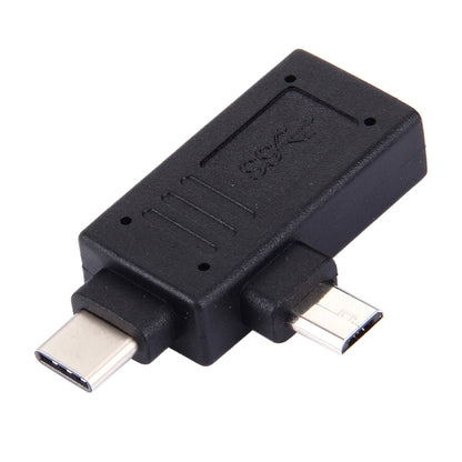 USB-C / Type-C Male + Micro USB Male to USB 3.0 Female Adapter(Black) - USB Adapter by PMC Jewellery | Online Shopping South Africa | PMC Jewellery