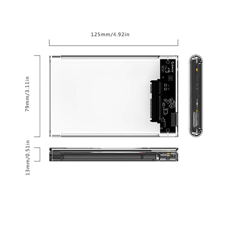 ORICO 2139U3-CR USB3.0 Transparent External Hard Disk Box Storage Case for 9.5mm 2.5 inch SATA HDD / SSD - HDD Enclosure by ORICO | Online Shopping South Africa | PMC TechLife | Buy Now Pay Later Mobicred