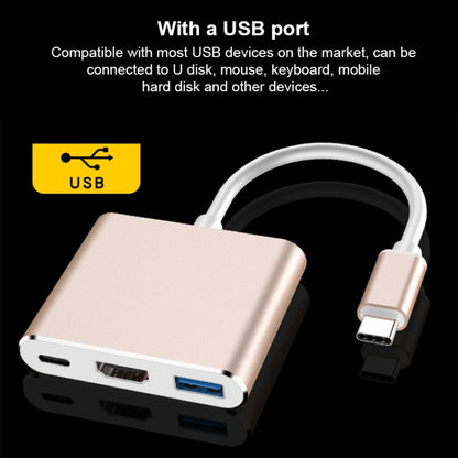 V125 UCB-C / Type-C Male to PD +  HDMI + USB 3.0 Female 3 in 1 Converter(Silver) - USB HUB by PMC Jewellery | Online Shopping South Africa | PMC Jewellery
