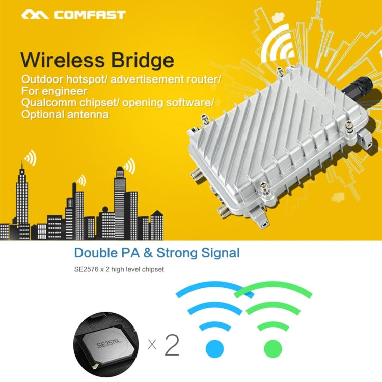 COMFAST CF-WA700 Qualcomm AR9341 300Mbps/s Outdoor Wireless Network Bridge with Dual Antenna 48V POE Adapter & AP / Router Mode, Classfication Function, 85 Devices Connecting Synchronously - free shipping - PMC Jewellery - Order now!