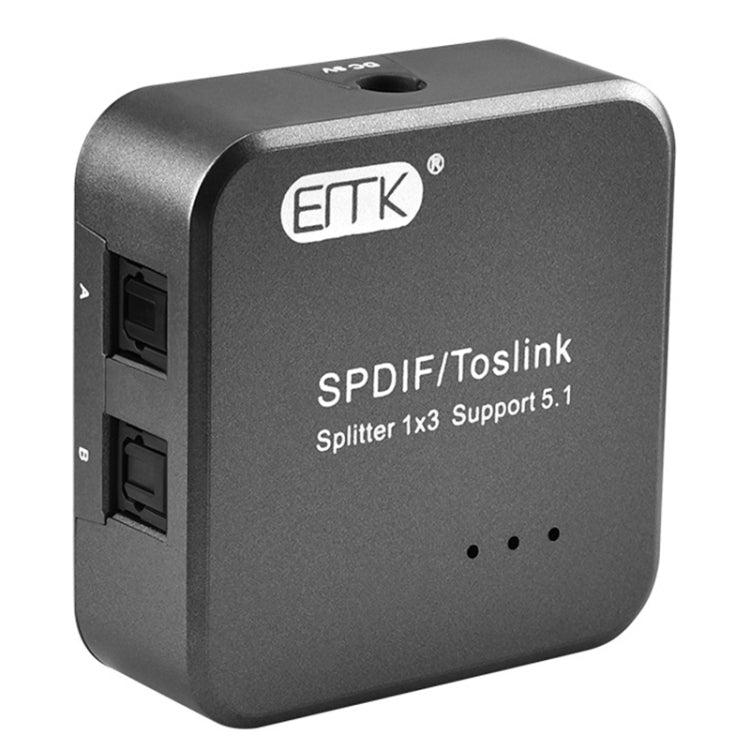 EMK 1 Input 3 Output Digital Optical Audio SPDIF Toslink Splitter Adapter (Silver Grey) - free shipping - PMC TechLife - Order now!