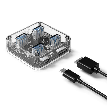 ORICO MH4U-100 USB 3.0 Transparent Desktop HUB with 100cm Micro USB Cable - USB 3.0 HUB by ORICO | Online Shopping South Africa | PMC Jewellery | Buy Now Pay Later Mobicred