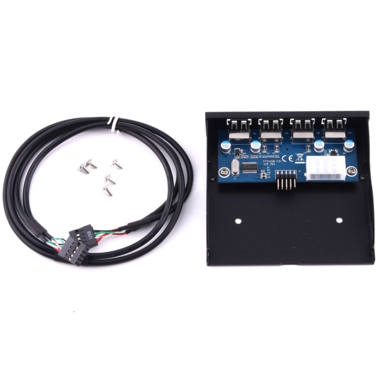 3.5 inch Floppy Expansion Bay Front Panel 4 Ports USB 2.0 HUB  Adapter Connector(Black) - free shipping - PMC TechLife - Order now!