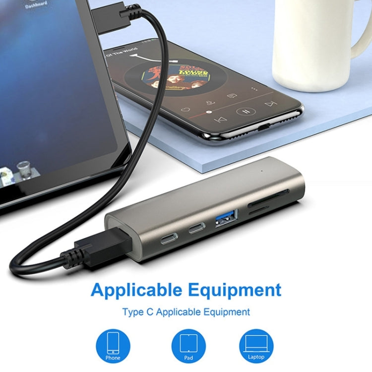 Rocketek HC463 USB3.1 Gen2  to Type-C 3.1 + USB 3.1 + SD / TF 6 in 1 HUB Adapter - free shipping - PMC Jewellery - Order now!