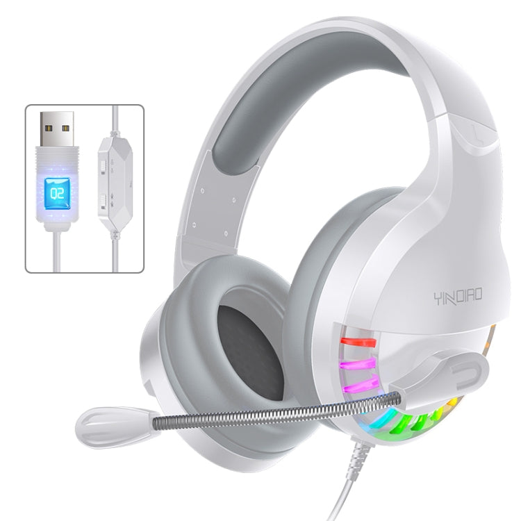 YINDIAO Q2 Head-mounted Wired Gaming Headset with Microphone, Version: Single USB Sound Card(White) - Multimedia Headset by YINDIAO | Online Shopping South Africa | PMC Jewellery | Buy Now Pay Later Mobicred