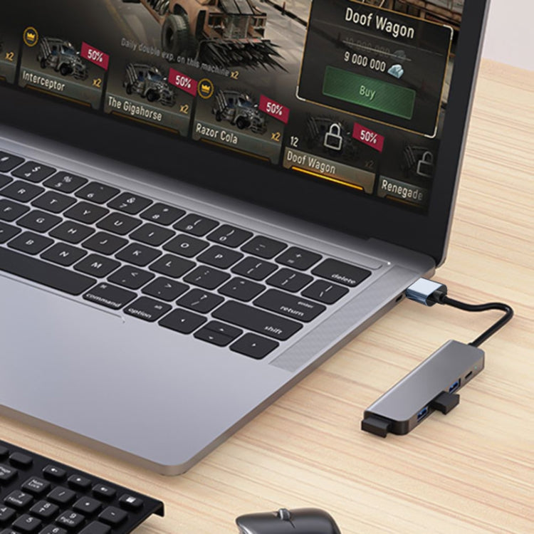 BYL-2301U 5 in 1 USB to USB3.0+USB2.0x3+USB-C / Type-C HUB Adapter, Cable Length: 10cm - USB HUB by PMC TechLife | Online Shopping South Africa | PMC TechLife | Buy Now Pay Later Mobicred