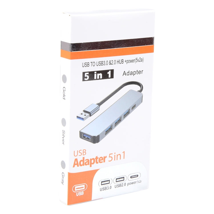 BYL-2301U 5 in 1 USB to USB3.0+USB2.0x3+USB-C / Type-C HUB Adapter, Cable Length: 10cm - USB HUB by PMC TechLife | Online Shopping South Africa | PMC TechLife | Buy Now Pay Later Mobicred