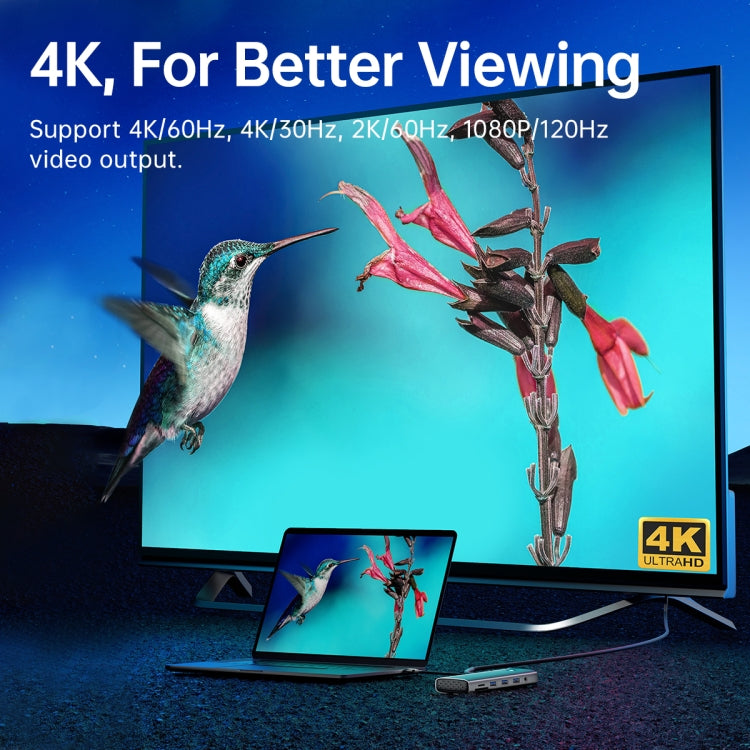 ORICO PW11-10P Type-C / USB-C 10-in-1 5Gbps Multifunction Docking Station (Dark Gray) - USB HUB by ORICO | Online Shopping South Africa | PMC TechLife | Buy Now Pay Later Mobicred