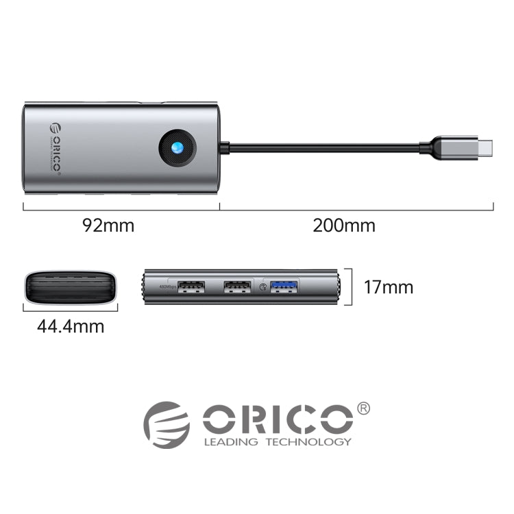 ORICO ORICO-PW11-6PCR R45 Type-C / USB-C 6-in-1 5Gbps Multifunction Docking Station (Dark Gray) - free shipping - PMC TechLife - Order now!