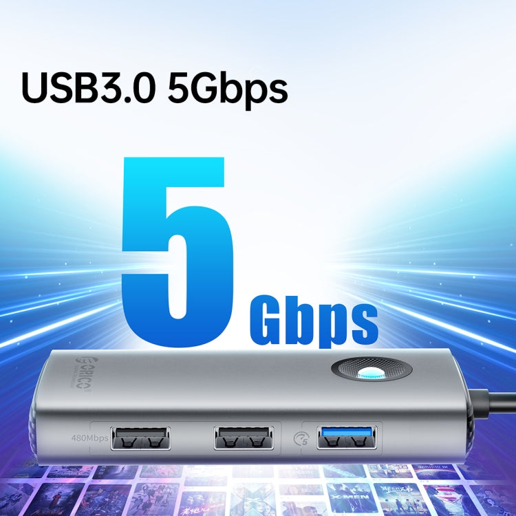 ORICO ORICO-PW11-6PCR R45 Type-C / USB-C 6-in-1 5Gbps Multifunction Docking Station (Dark Gray) - free shipping - PMC TechLife - Order now!