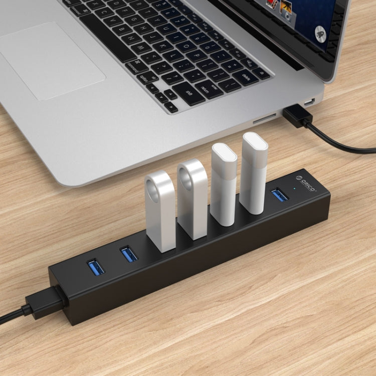 ORICO H7013-U3 ABS Material Desktop 7 Ports USB 3.0 HUB with 1m USB Cable(Black) - USB 3.0 HUB by ORICO | Online Shopping South Africa | PMC Jewellery | Buy Now Pay Later Mobicred