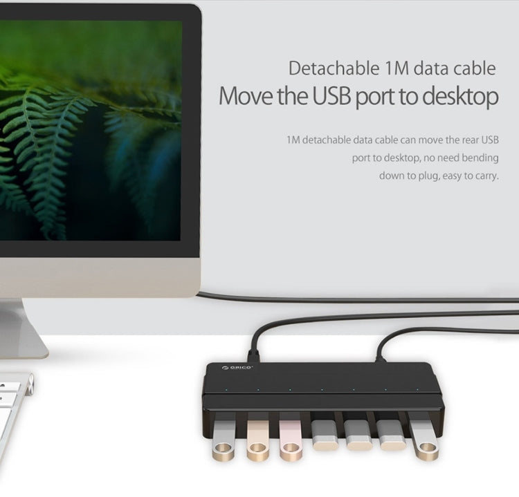 ORICO H7928-U3 ABS Material Desktop 7 Ports USB 3.0 HUB with 1m Cable(Black) - USB 3.0 HUB by ORICO | Online Shopping South Africa | PMC Jewellery | Buy Now Pay Later Mobicred