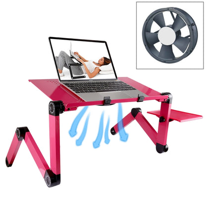 Portable 360 Degree Adjustable Foldable Aluminium Alloy Desk Stand with Cool Fans & Mouse Pad for Laptop / Notebook (Magenta) - Laptop Stand by PMC Jewellery | Online Shopping South Africa | PMC Jewellery | Buy Now Pay Later Mobicred