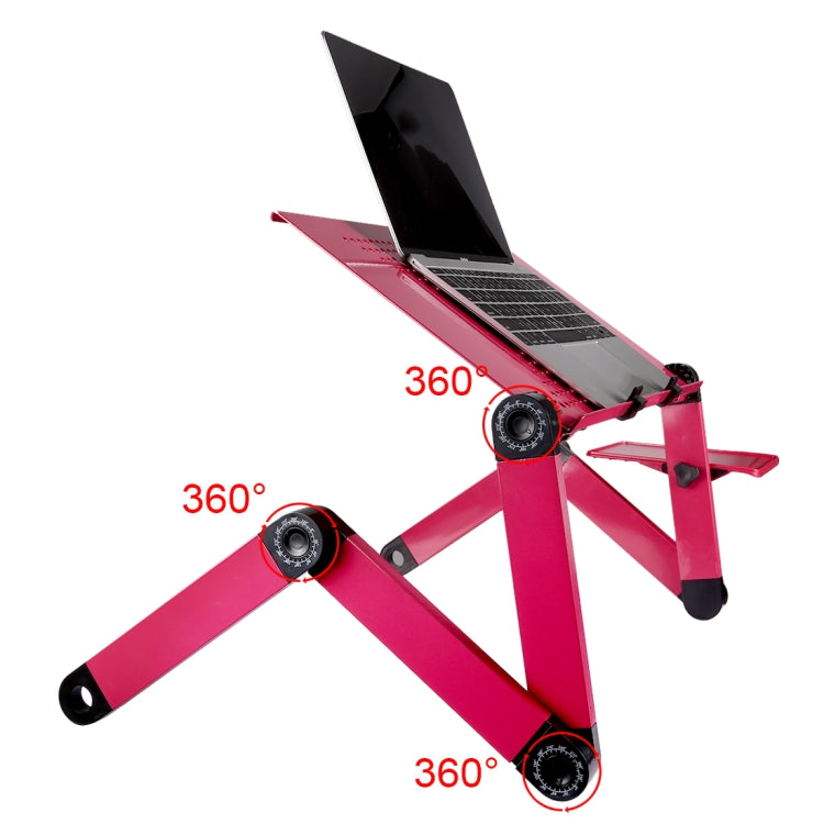 Portable 360 Degree Adjustable Foldable Aluminium Alloy Desk Stand with Cool Fans & Mouse Pad for Laptop / Notebook (Magenta) - Laptop Stand by PMC Jewellery | Online Shopping South Africa | PMC Jewellery | Buy Now Pay Later Mobicred