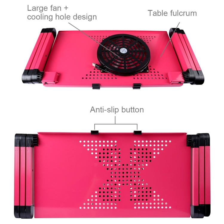 Portable 360 Degree Adjustable Foldable Aluminium Alloy Desk Stand with Cool Fans & Mouse Pad for Laptop / Notebook (Magenta) - Laptop Stand by PMC Jewellery | Online Shopping South Africa | PMC Jewellery | Buy Now Pay Later Mobicred