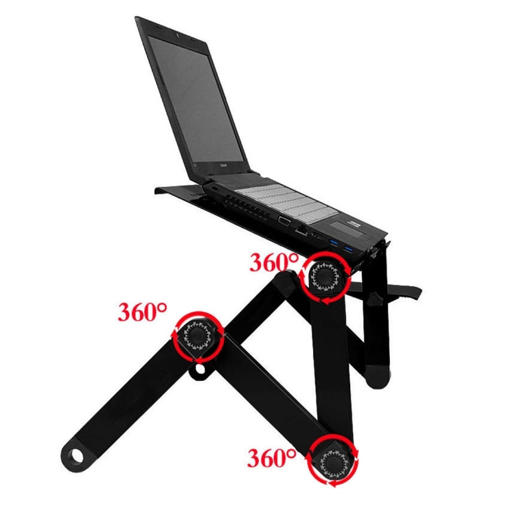 Portable 360 Degree Adjustable Foldable Aluminium Alloy Desk Stand with Mouse Pad for Laptop / Notebook, without CPU Fans(Black) - Laptop Stand by PMC Jewellery | Online Shopping South Africa | PMC Jewellery | Buy Now Pay Later Mobicred