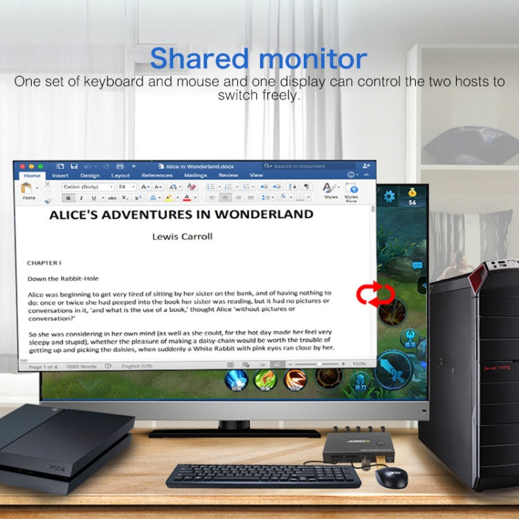 AIMOS AM-KVM201CC 2 Ports USB HUB HDMI KVM Switch without Extension Cable - Switch by PMC Jewellery | Online Shopping South Africa | PMC Jewellery | Buy Now Pay Later Mobicred