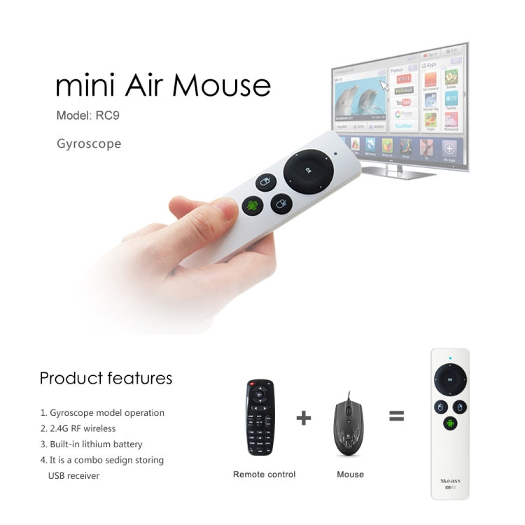 Measy RC9 2.4GHz Fly Air Mouse Wireless Keyboard Remote Control - MINI PC Accessories & Gadgets by Measy | Online Shopping South Africa | PMC TechLife | Buy Now Pay Later Mobicred