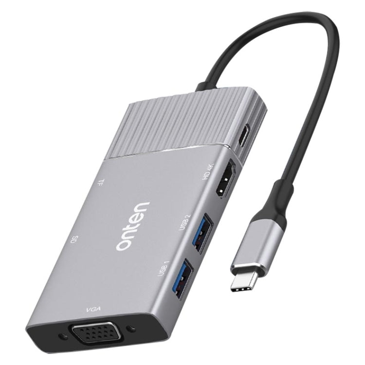 Onten 95113 8 In 1 USB 3.0 x2 + SD / TF + HDMI / VGA + 3.5mm Jack + Type-C / USB-C (PD 3.0) Multi-function HUB Converter Dock Station - free shipping - PMC Jewellery - Order now!