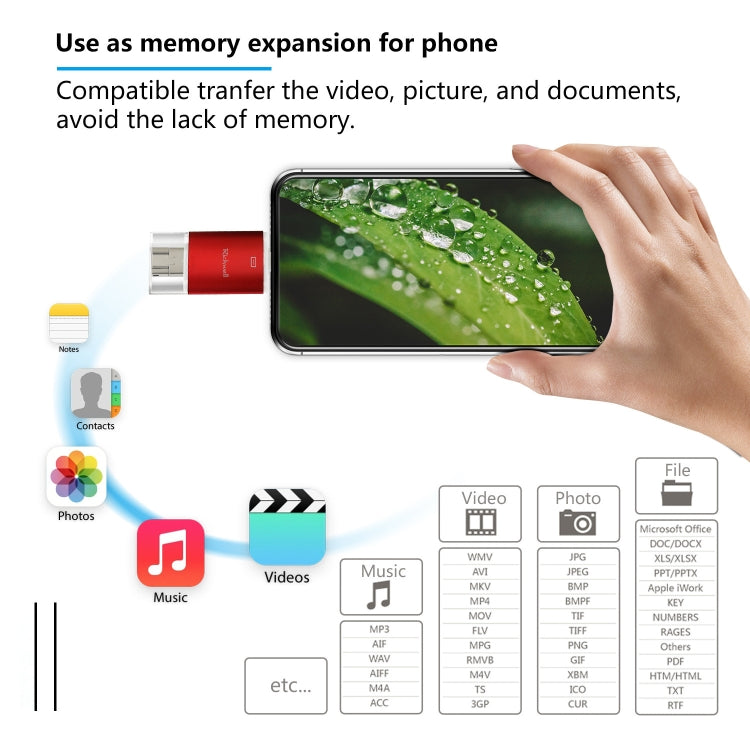 Richwell 3 in 1 32G Type-C + 8 Pin + USB 3.0 Metal Double Cover Push-pull Flash Disk with OTG Function(Silver) - free shipping - PMC Jewellery - Order now!