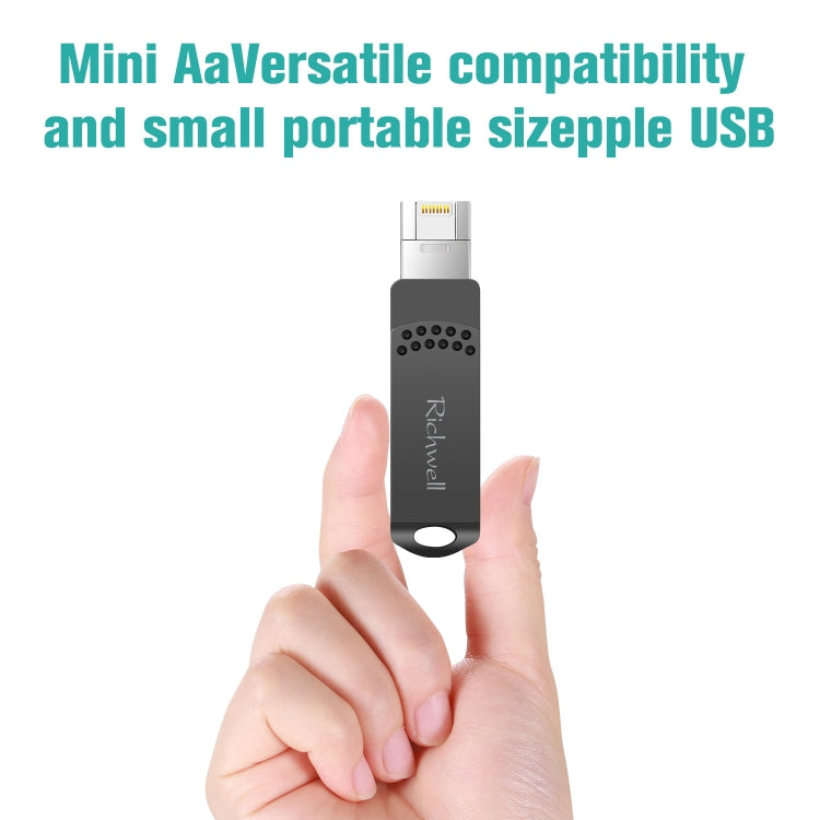 Richwell 128G Type-C + 8 Pin + USB 3.0 Metal Flash Disk with OTG Function(Rose Gold) - free shipping - PMC Jewellery - Order now!