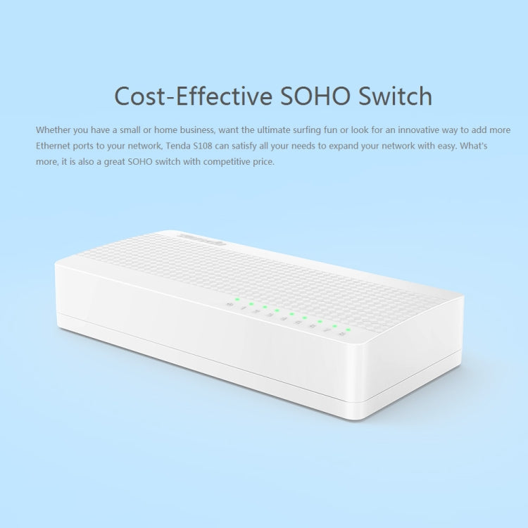 Tenda S108 8 Ports 10 / 100Mbps Fast Ethernet Network Switch LAN HUB - Switch by Tenda | Online Shopping South Africa | PMC Jewellery | Buy Now Pay Later Mobicred