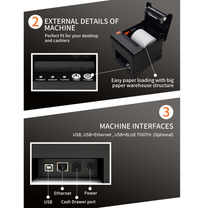 ZJ-8360 II USB and LAN Interface Auto-cutter 80mm Thermal Receipt Printer(AU Plug) - Printer by PMC Jewellery | Online Shopping South Africa | PMC Jewellery | Buy Now Pay Later Mobicred