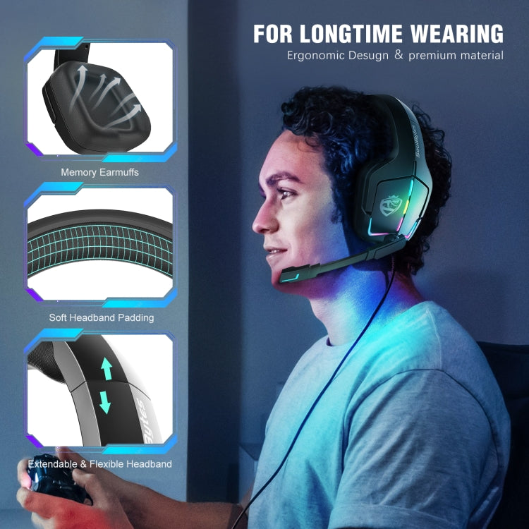 Soulbytes S12 USB + 3.5mm 4 Pin Adjustable RGB Light Gaming Headset with Mic (Black) - Multimedia Headset by Soulbytes | Online Shopping South Africa | PMC Jewellery | Buy Now Pay Later Mobicred