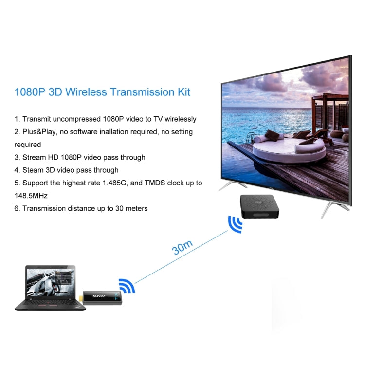 Measy W2H Mini2 60GHz Full HD 1080P Wireless 3D Transmission Kit, Transmission Distance: 30m, UK Plug - Set Top Box & Accessories by Measy | Online Shopping South Africa | PMC Jewellery | Buy Now Pay Later Mobicred