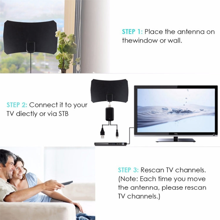 50 Miles Range 25dBi High Gain Digital Indoor HDTV Antenna with 3m Coaxial Cable - DVB-T & Simulation Antenna by PMC TechLife | Online Shopping South Africa | PMC TechLife | Buy Now Pay Later Mobicred