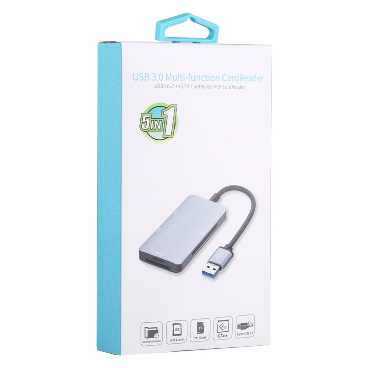 5 In 1 Dual USB 3.0 + CF + TF + SD Multi-function USB 3.0 Card Reader -  by PMC Jewellery | Online Shopping South Africa | PMC Jewellery | Buy Now Pay Later Mobicred