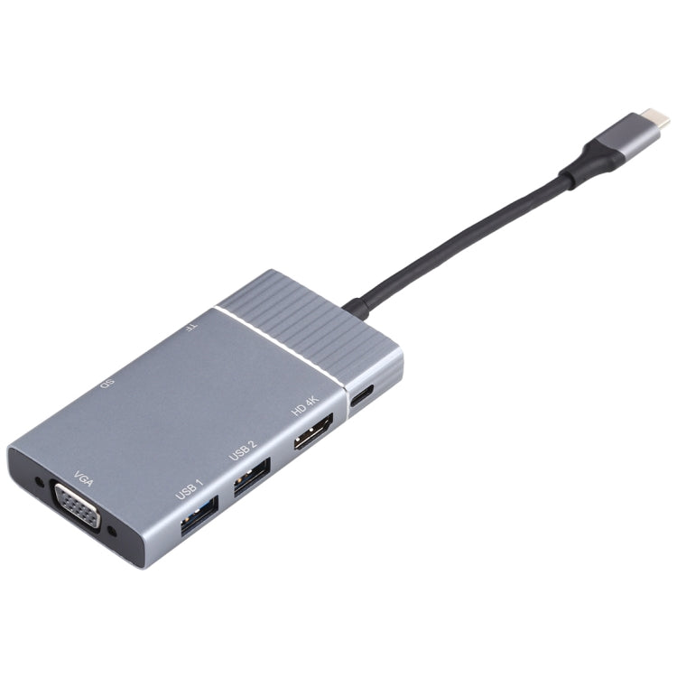 7 In 1 Dual USB 3.0 + TF/SD + HDMI/VGA + 3.5mm Jack + Type-C / USB-C Multi-function USB-C Dock Station - USB HUB by PMC Jewellery | Online Shopping South Africa | PMC Jewellery | Buy Now Pay Later Mobicred