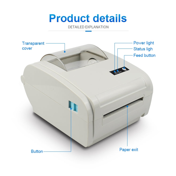 POS-9210 110mm USB +  Bluetooth POS Receipt Thermal Printer Express Delivery Barcode Label Printer, US Plug(White) - Receipt Printers by PMC Jewellery | Online Shopping South Africa | PMC Jewellery | Buy Now Pay Later Mobicred