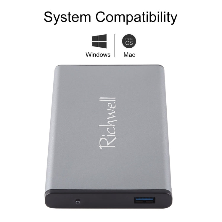 Richwell SATA R2-SATA-2TB 2TB 2.5 inch USB3.0 Super Speed Interface Mobile Hard Disk Drive(Grey) - free shipping - PMC Jewellery - Order now!