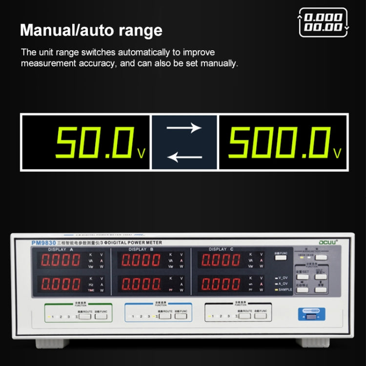 DCUU PM9830 500V 40A Three Phase Digital AC Voltage Current Power Factor & Power Meter (US Plug) - Current & Voltage Tester by PMc TechLife | Online Shopping South Africa | PMc TechLife | Buy Now Pay Later Mobicred