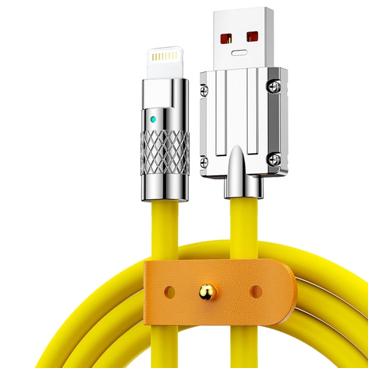 Mech Series 6A 120W USB to 8 Pin Metal Plug Silicone Fast Charging Data Cable, Length: 1.8m(Yellow) - free shipping - PMC Jewellery - Order now!
