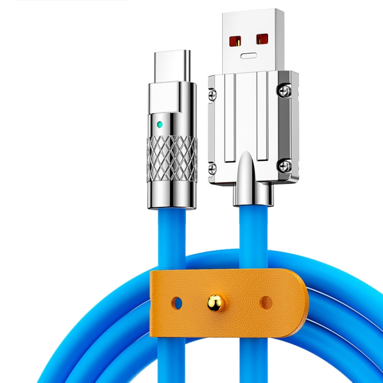 Mech Series 6A 120W USB to USB-C / Type-C Metal Plug Silicone Fast Charging Data Cable, Length: 1.2m(Blue) - USB-C & Type-C Cable by PMC TechLife | Online Shopping South Africa | PMC TechLife | Buy Now Pay Later Mobicred