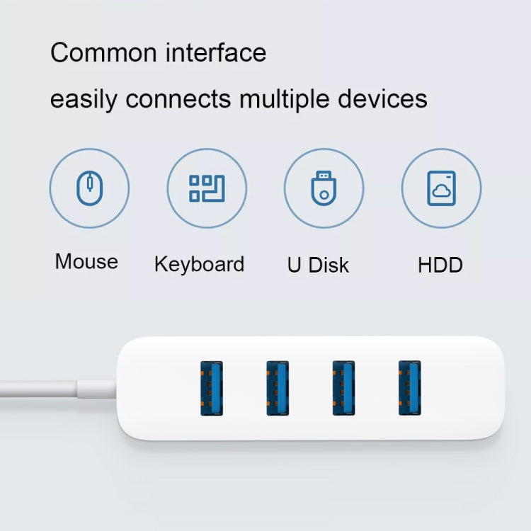 Original Xiaomi 4 Ports USB3.0 Hub with Stand-by Power Supply Interface USB Hub Extender Extension Connector Adapter(White) - Lan Cable and Tools by Xiaomi | Online Shopping South Africa | PMC Jewellery | Buy Now Pay Later Mobicred
