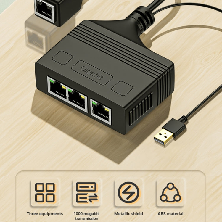 Female RJ45 3 in 1 Gigabit Network Splitter Cable Ethernet Network Coupler - Network Hubs by PMC Jewellery | Online Shopping South Africa | PMC Jewellery | Buy Now Pay Later Mobicred