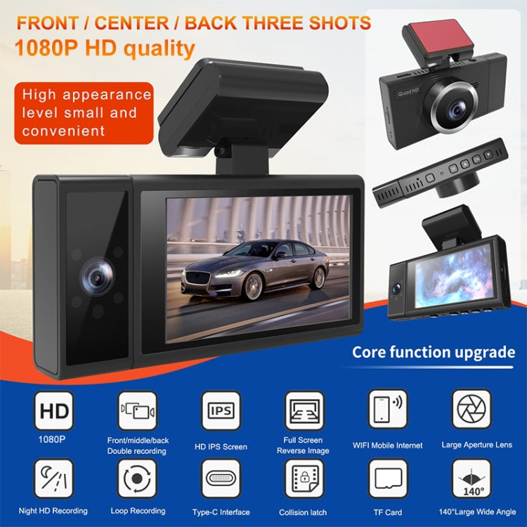 X12 1080P HD Panoramic Triple Recording WiFi Car Driving Recorder Support Mobile APP - Car DVRs by PMC TechLife | Online Shopping South Africa | PMC TechLife | Buy Now Pay Later Mobicred
